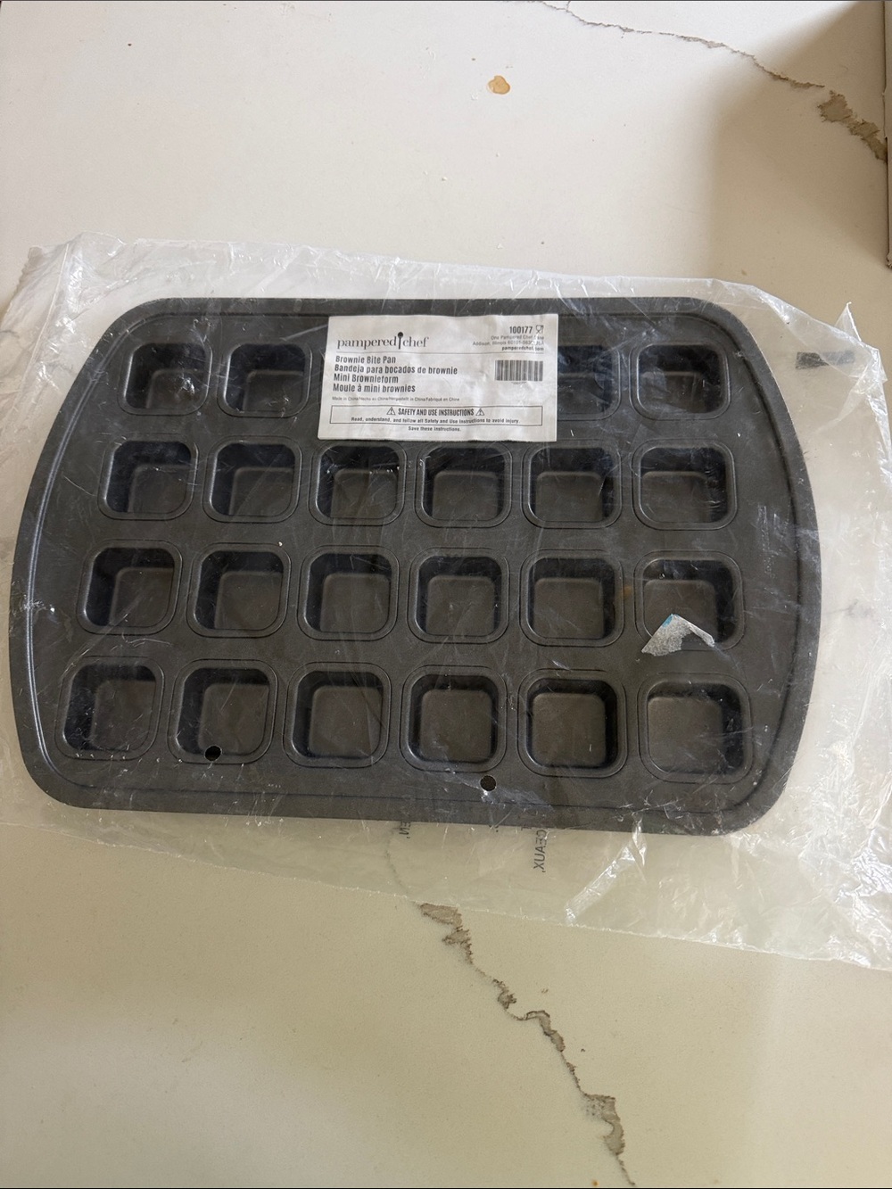 Pampered Chef Black Mini Square Bite Pan - 24-Cavity Nonstick Tray